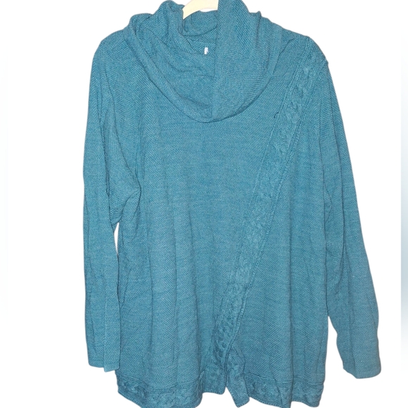 Cato 2xl Top Sweatshirt Blue Aqua Knit Chunky Cowl Neck Mock Collar Thick...Dim - Picture 1 of 4